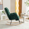 AENKYO 300LB Capacity Soft Teddy Fabric Rocking Chair w/Pocket - Ergonomic Nursery Glider, Solid Wood Base with Footrest for Living Room & Bedroom - 4 of 4