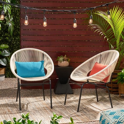 Modern Outdoor Rattan Chair Set – Sleek Design with Durable Iron Frame, Set of 2