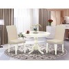 3-Piece Linen White Finish Solid Wood Top - Dining Room Set with High Back - Seats 4 - 2 of 4