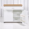 Kitchen Island Cart with Drop Leaf Rubber Wood Top, Large Drawer with Dividers, Storage Rack, Adjustable Shelf, and Locking Wheels for Dining Room - 3 of 4