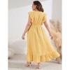 Clearlove Women's Summer Plus Size Dress Ruffle Cap Sleeveless V Neck Side Split Long Beach Maxi Dress - 4 of 4
