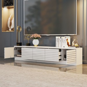 FUFU&GAGA Wave Pattern Black TV Console Multifunctional Storage Hidden Cable Manager - 1 of 4