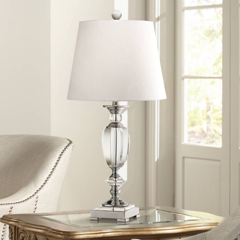 Vienna Full Spectrum Traditional Table Lamp Faceted Crystal and Chrome Urn White Drum Shade for Living Room Family Bedroom Bedside, 2 of 7