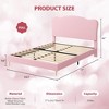 Bed with Scallop Headboard, Upholstered Bed Frame for Kids, Velvet Princess Platform Bed for Girls, Solid Wood Slats Support - 2 of 4