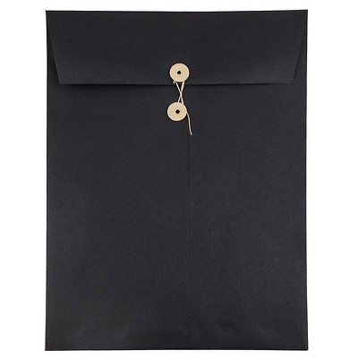 JAM Paper 9x12 Open End Catalog Envelopes w/Button and String Closure BK Linen 1261607