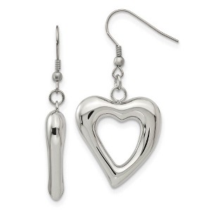 Black Bow Jewelry 26mm Open Heart Dangle Earrings in Stainless Steel - 1 of 4
