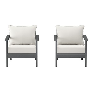 WestinTrends Avalon Outdoor Modern HDPE Patio Club Chairs with Deep Seat Cushions (Set of 2) - 1 of 4