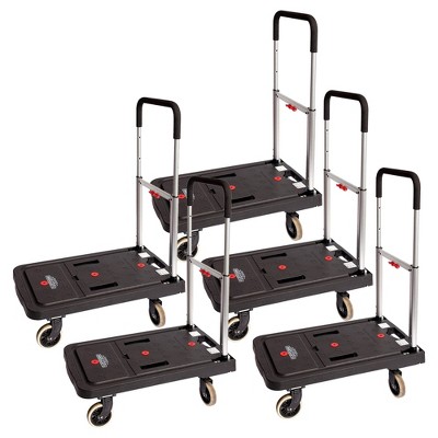 Magna Cart FF 4 Rubber 360 Degree Rotating Wheel Easy Folding Platform Transport Cart with Telescoping 36 Inch Handle