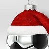 4" Christmas Glass Santa Hat Soccer Ball Ornament - Wondershop™ - 3 of 3