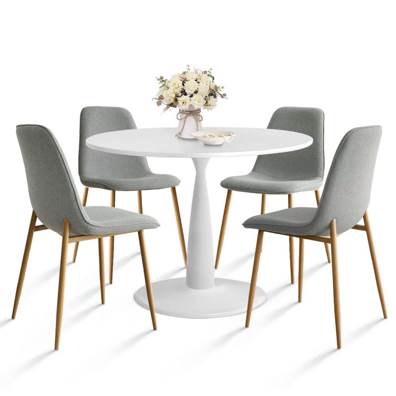 Haven+Oslo Small Dining Table And Chairs,5 Piece Round Table Set With 4 Upholstered Chairs Oak Legs-The Pop Maison, 3 of 9