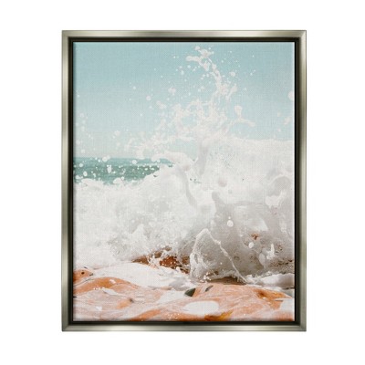Stupell Industries Splashing Sandy Beach Sea Foam Framed Canvas