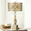 Possini Euro Design Doris Traditional Table Lamp 30 1/2" Tall Brass Candlestick Openwork Double Drum Shades for Bedroom Living Room Bedside Nightstand - 2 of 4