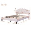 Queen Size Upholstered Platform Bed with Flower Pattern Headboard Velvet Queen Size Platform Bed, No Box Spring Needed - 4 of 4