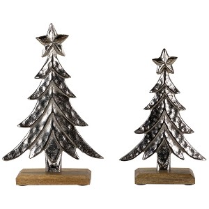 Northlight Pine Trees Textured Metal Christmas Decorations - 11" - Set of 2 - 1 of 4