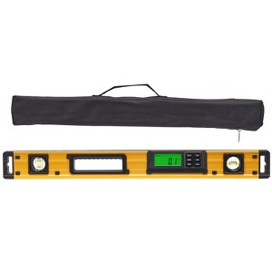 VEVOR Magnetic Torpedo Level, 600mm, Backlit Screen Mechanical Bubble Vials Ruler for 0-360 Degree, Gravity Sensor Aluminum Alloy Leveler, Yellow - 1 of 4