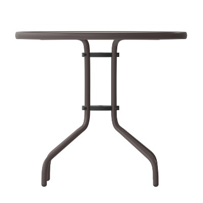 Contemporary 57'' Bronze and Clear Glass Round Dining Table