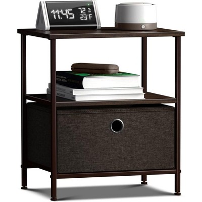 Sorbus 1 Drawers Nightstand with Shelf - Steel Frame, Wood Top & Easy Pull Fabric Bins - Perfect for Home, Bedroom, Office & College Dorm