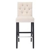 WestinTrends 29" Upholstered Linen Fabric Tufted Bar Stool Chair - 3 of 4