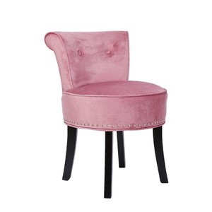 Luxury Velvet Makeup Side Desk Chair Vanity Stool Dressing Table Seat w Backrest - 1 of 4
