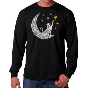 LA Pop Art Cat Moon - Men's Word Art Long Sleeve T-Shirt - 1 of 4