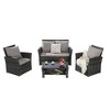 4-Piece Outdoor Patio Rattan Conversation Sofa Set with Tempered Glass Coffee Table - 3 of 4