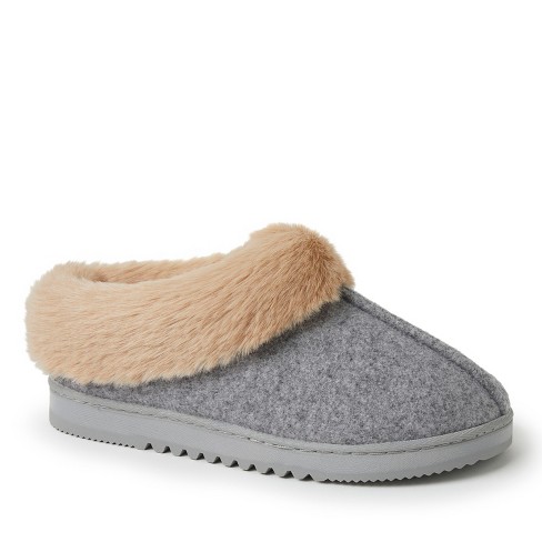Dearfoams Women s Chloe Soft Knit House Shoe Clog Slipper Light Heather Grey Size M