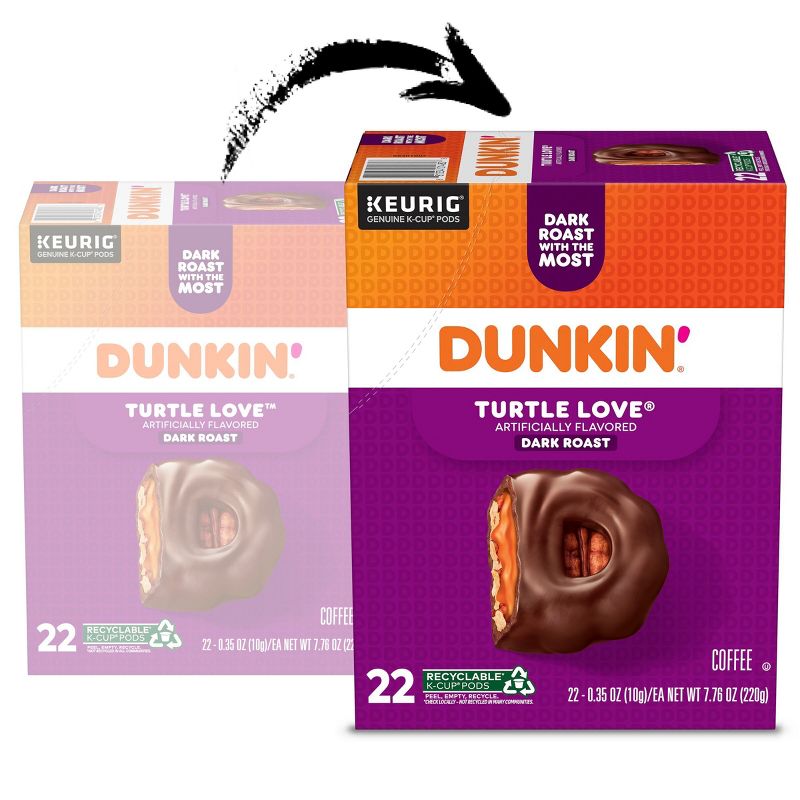 Dunkin Turtle Love Medium Roast Coffee - Keurig K-Cup Pods - 22ct, 3 of 8