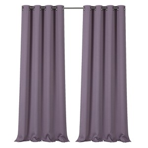 Kate Aurora 100% Hotel Thermal Blackout Lavender Grommet Top Curtain Panels - 1 of 1