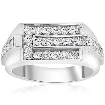 Pompeii3 3/4ct Diamond Mens Wedding Ring 10k White Gold