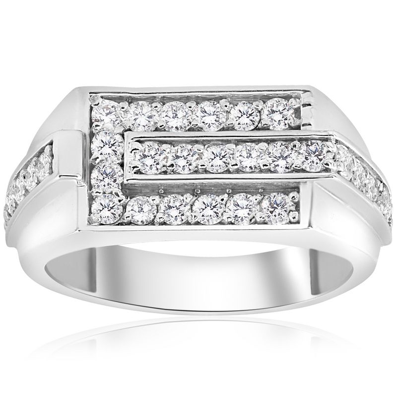 Pompeii3 3/4ct Diamond Mens Wedding Ring 10k White Gold, 1 of 6