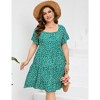 LXT- Women's Plus Size Square Neck Ruffle Sleeve Flowy Floral Summer Midi Dress with Pockets - 2 of 4