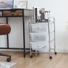Costway 3 Drawers Metal Rolling Storage Cart Scrapbook Supply & Paper Home Office White - 2 of 4