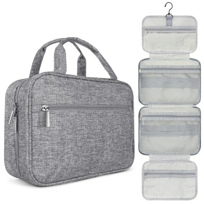 PAVILIA Hanging Toiletry Bag Travel Women Men, Foldable Cosmetic Organizer, Water Resistant Makeup Accessories Essentials Kit
