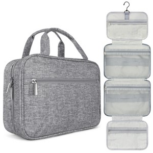 PAVILIA Hanging Toiletry Bag Travel Women Men, Foldable Cosmetic Organizer, Water Resistant Makeup Accessories Essentials Kit - 1 of 4
