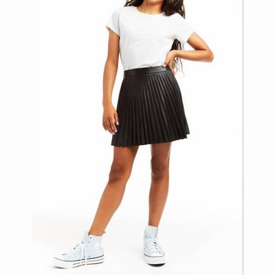 Gender Neutral Pleather Pleaded Skirt - tractr