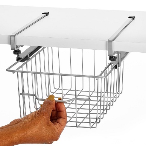 Large Metal Wire Hanging Pullout Drawer Basket for Under Shelf