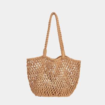 Tan Open Weave Tote Bag - Cupshe
