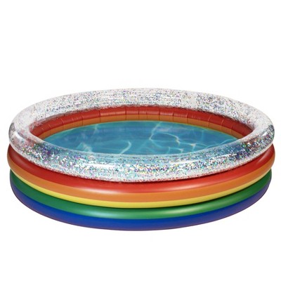 Poolcandy Inflatable Sunning Pool Classic Rainbow Glitter Day Pool ...