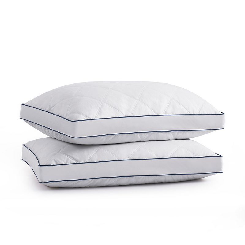 Peace Nest Medium-Firm Gusseted Goose Feather Down Bed Pillow with Cotton Cover Set of 2, 4 of 6
