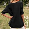 Anna-Kaci Women's Short Sleeve Loose Fit Blouse with Ruffle Trim and Round Neckline - 4 of 4