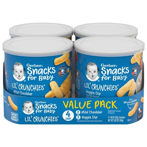 Gerber Lil' Crunchies 4pk Baked Corn Variety Pack Baby Snacks - 5.92oz - image 1 of 4