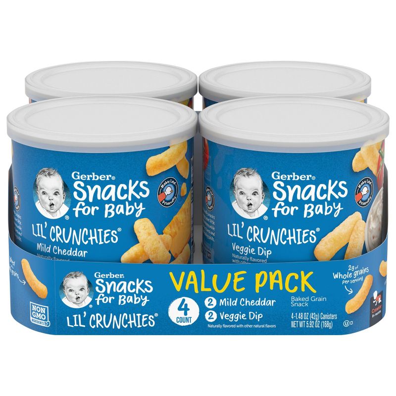 Gerber Lil&#39; Crunchies 4pk Baked Corn Variety Pack Baby Snacks - 5.92oz, 1 of 12