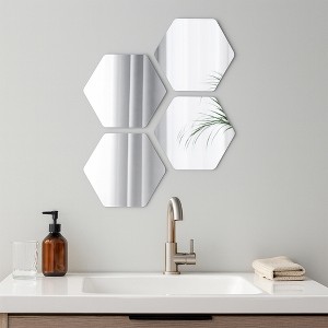 Evideco French Home Goods Set of 4 Small Self-Adhesive Decorative Mirrors – Available in 8 Unique Shapes - 1 of 4