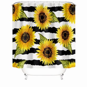 Sunflower Black And White Stripes Shower Curtains for Bathroom Waterproof Fabric Bath Curtain Durable Soft Stylish Bathroom Decor 72x72 Inch - 1 of 1