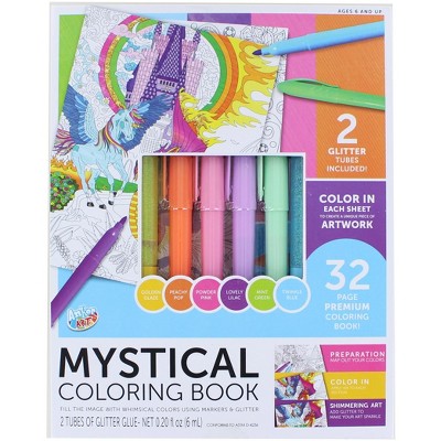 Anker Play Coloring Book Kit With 6 Glimmer Gel Pens | Mystical