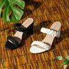 Allegra K Women's Braided Heeled Slip-on Chunky Heel Slide Sandals - 3 of 4