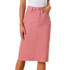 INSPIRE CHIC Women's Casual High Waist Back Slit Short Denim Skirts - 1 of 4