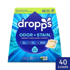 Dropps Laundry Odor & Stain Biobased Detergent Pods - Crisp Breeze - 40ct/12.6oz - 1 of 4