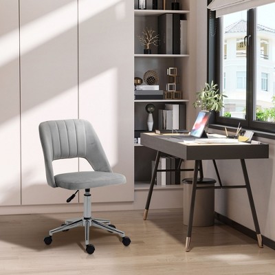 NicBex Office Chair with Height Adjustable Modern Velvet Fabric Computer Chair with Open Back Design and 5 Casters for Office, Study, Bedroom