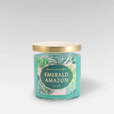 Lidded Glass Jar Candle Emerald Amazon - Opalhouse™